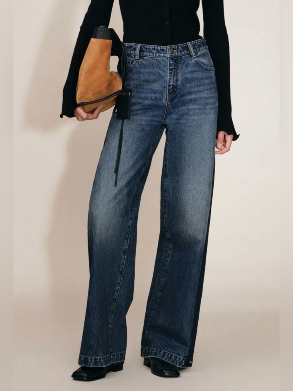 NWT- FABRIQUE Mia Two Tone Panel Jeans Denim - Picture 7 of 15